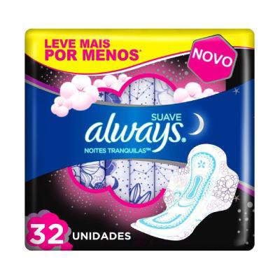 Absorvente Always Noites Tranquilas Suave Com Abas 32 Unidades